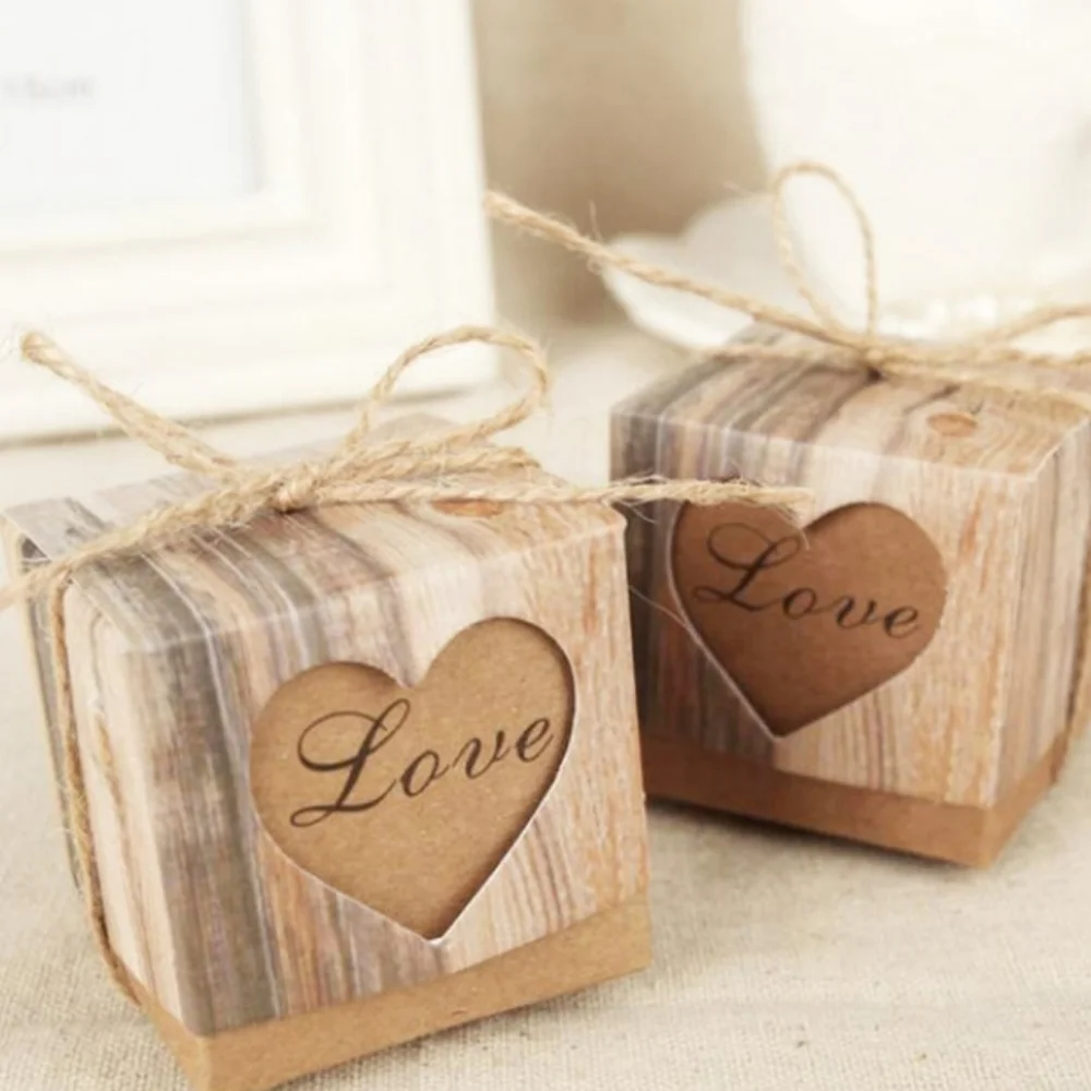 10pcs Wedding / Baby Shower Rustic Farmhouse Paper Party Gift Goodie Boxes